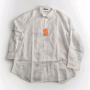 NEW Tommy Bahama mens Shirt white knight linen long sleeve embroidered sz 3XT